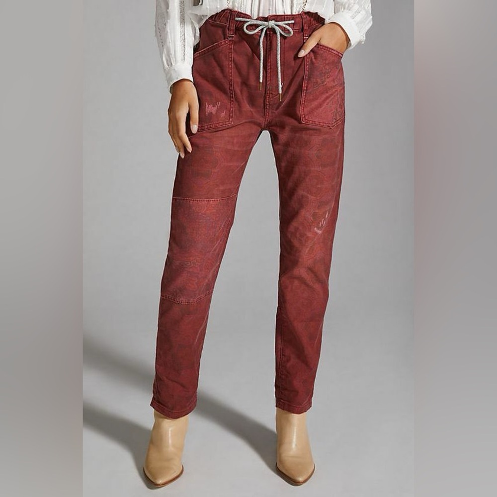 Pilcro Red Drawstring Utility Pants